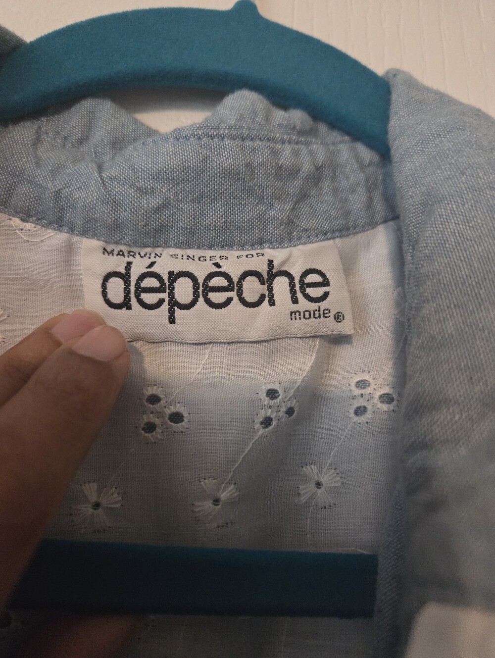 Light Blue Button-Front Midi Dress with Lace Trim M - Picture 4 of 6